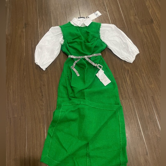 Zara textured weave green textured dress - Picture 5 of 9
